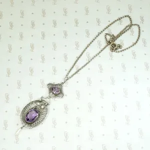 Dreamy Edwardian Amethyst & Pearl Filigree Necklace