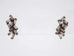 Earrings Modern .80 Baguette Cut Diamonds in Sterling Silver