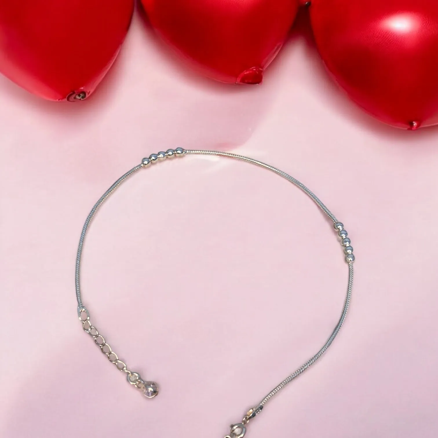 Elegant beaded Sterling 925 Silver Anklets
