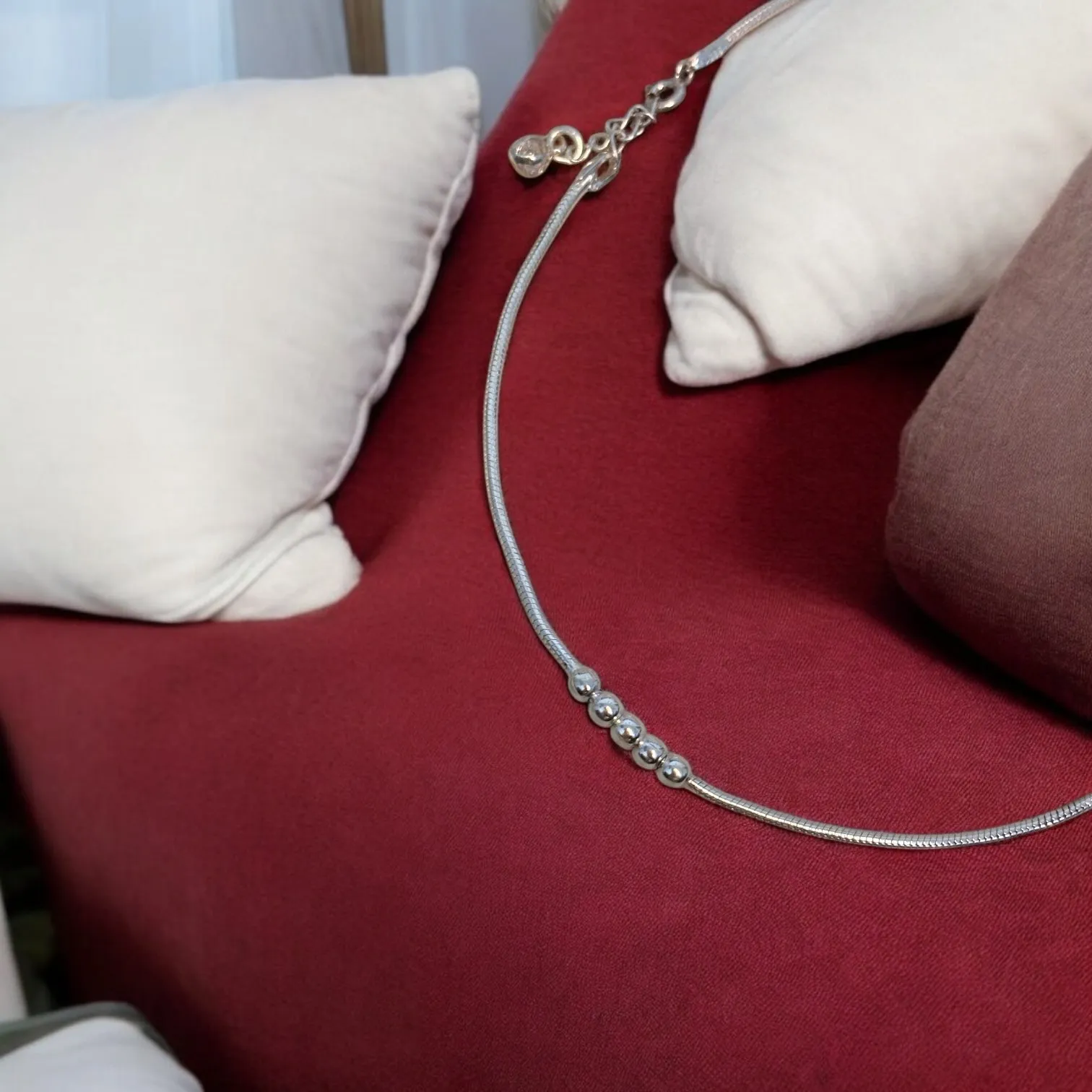 Elegant beaded Sterling 925 Silver Anklets