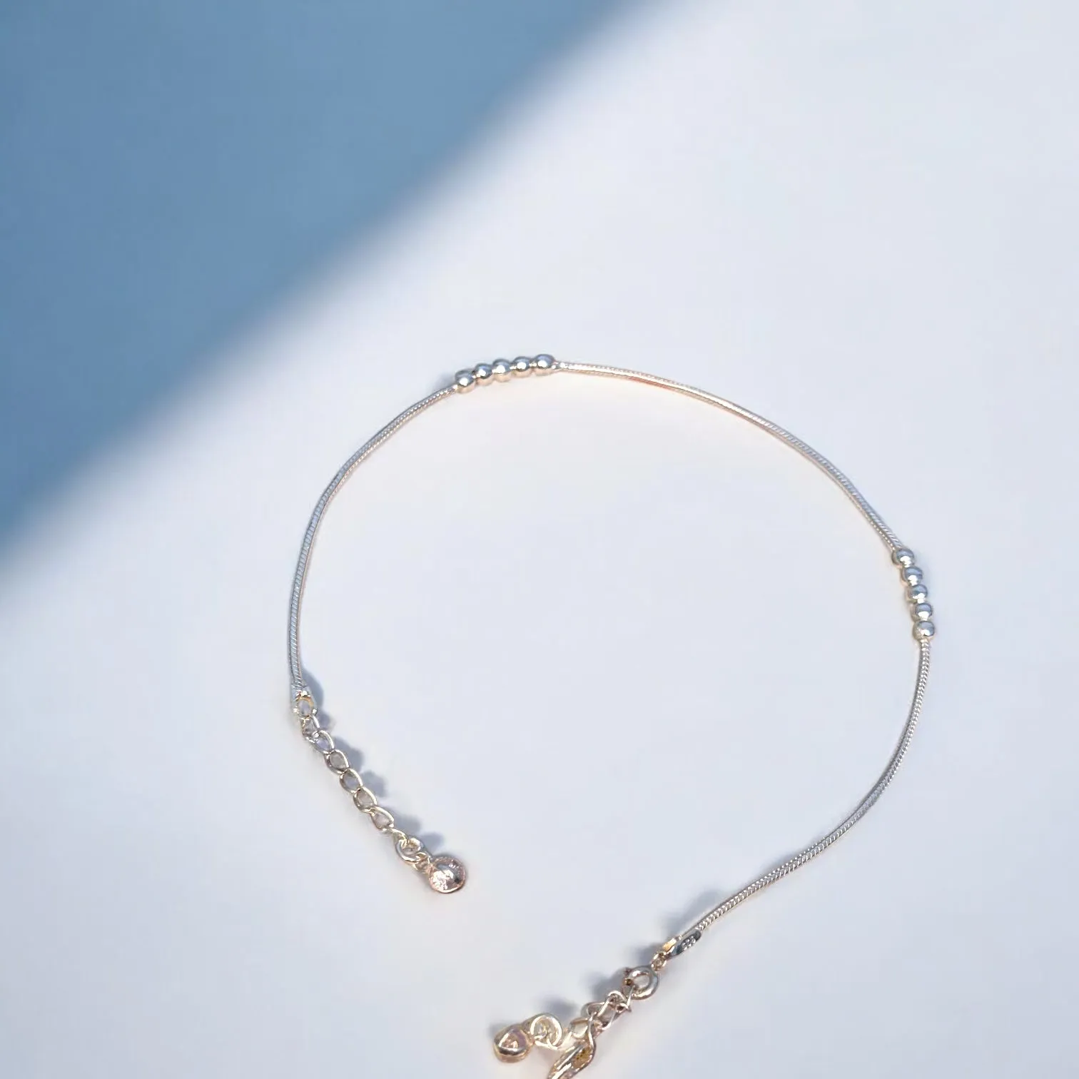 Elegant beaded Sterling 925 Silver Anklets