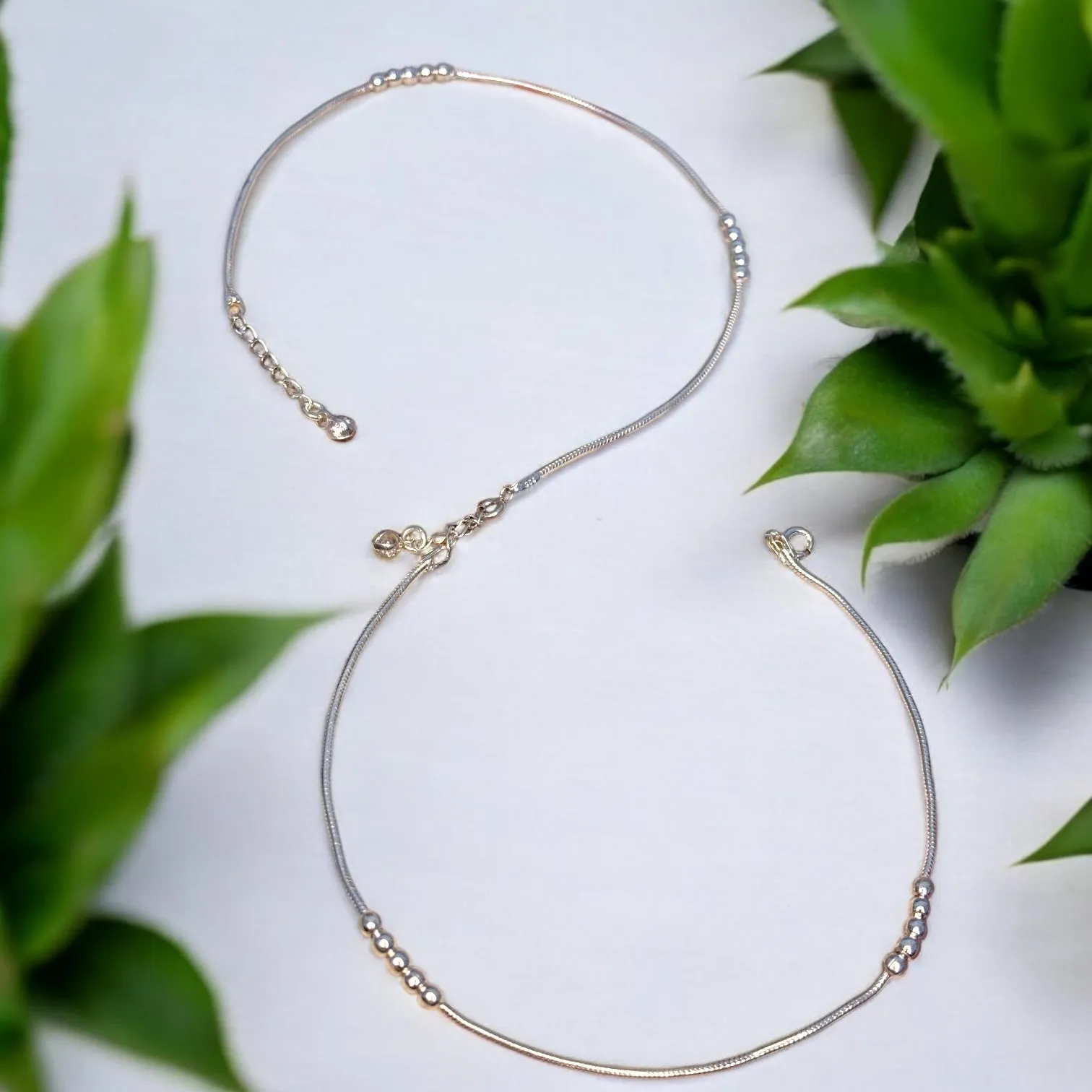 Elegant beaded Sterling 925 Silver Anklets