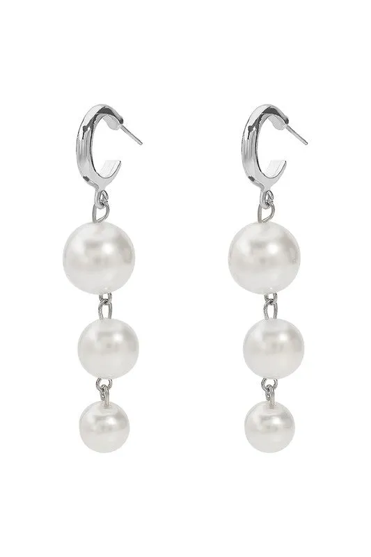 Elegant Layered Pearl Gold-Plated Dangle Earrings