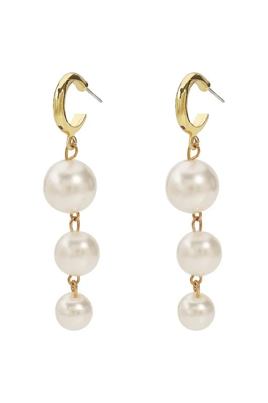 Elegant Layered Pearl Gold-Plated Dangle Earrings