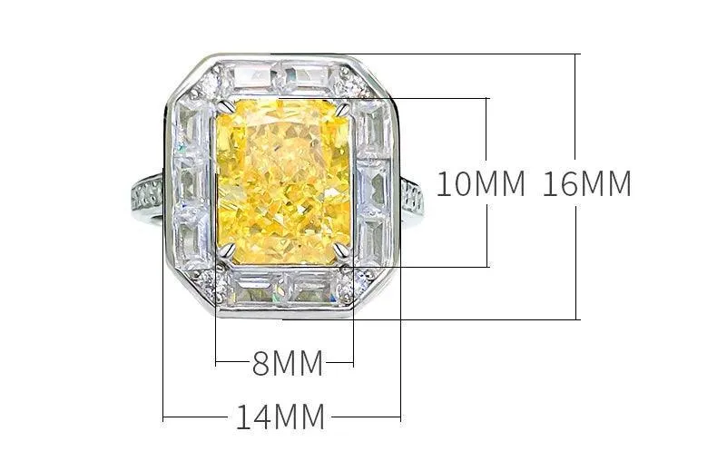 Elegant Style Yellow High Carbon Diamond Fashion Ring Inlaid with High Quality AAAAA High Carbon Diamonds Jewellery