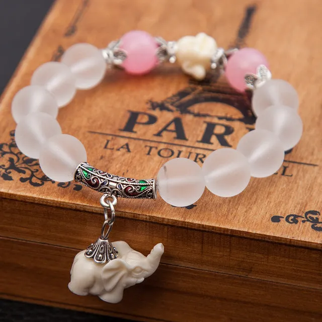 Elephant Charm Bead Bracelet