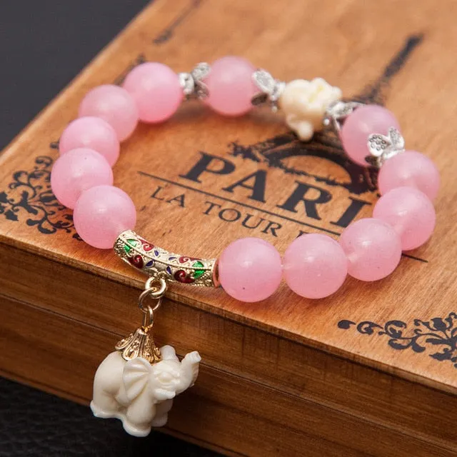Elephant Charm Bead Bracelet