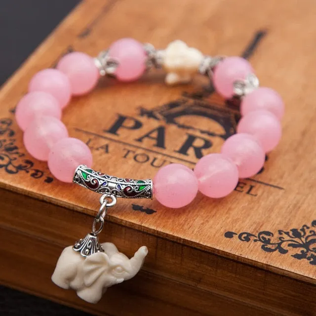Elephant Charm Bead Bracelet