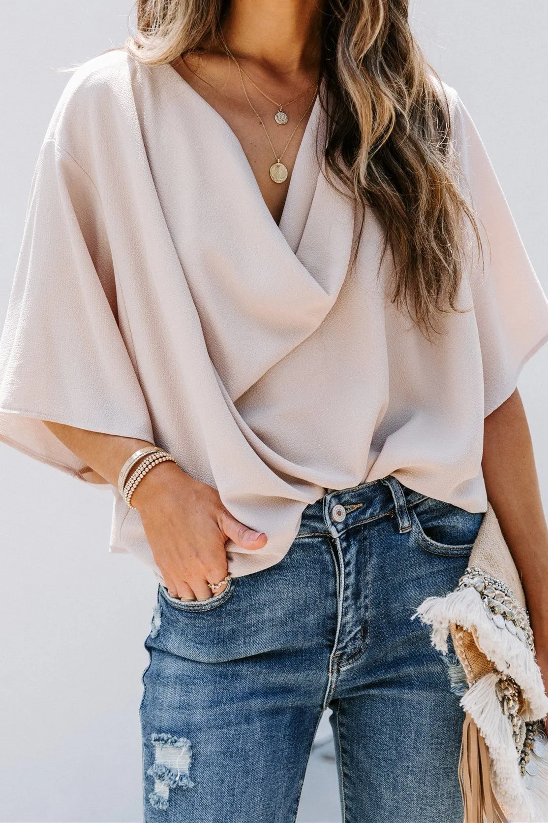 Elton Drape Blouse - Apricot