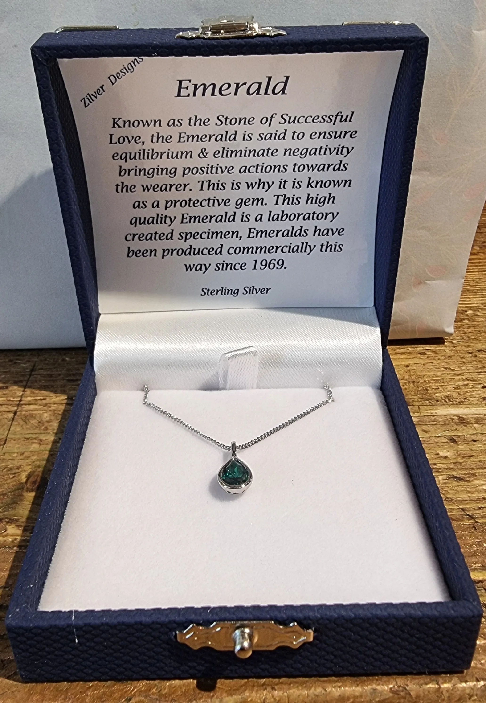 Emerald Small Pear Solid 925 Sterling Silver Pendant