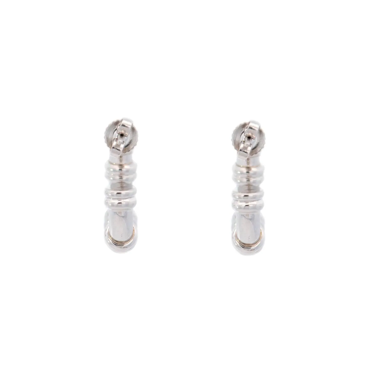 Estate Platinum Ribbed Hoops
