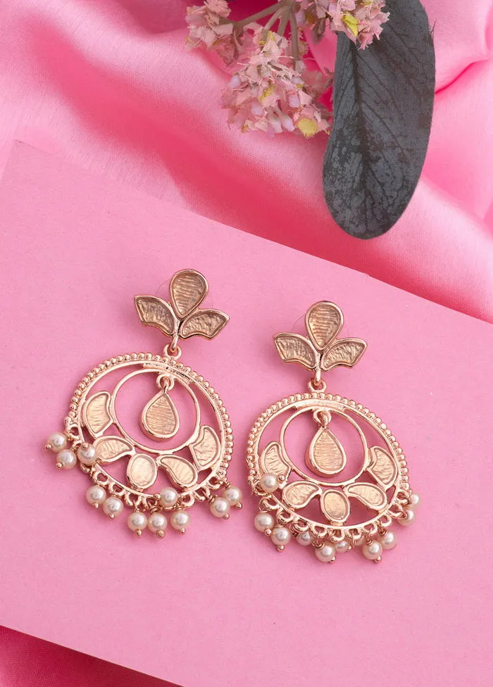 Estelle Rose Gold Stylish Fancy Party Wear Pearl Earrings