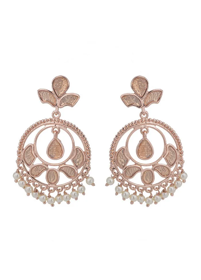 Estelle Rose Gold Stylish Fancy Party Wear Pearl Earrings