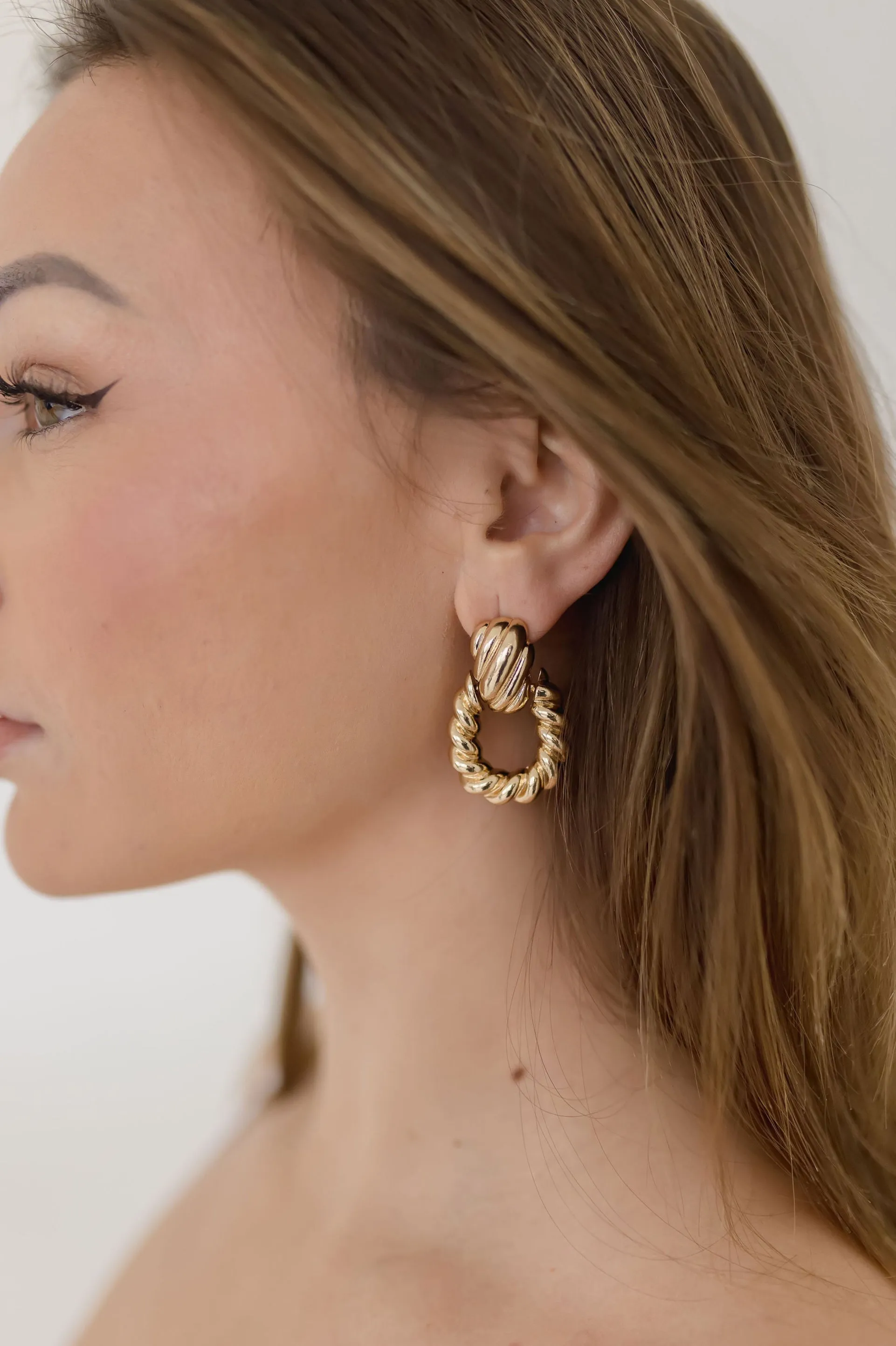 Eve Chunky Layered Drop Earrings Gold