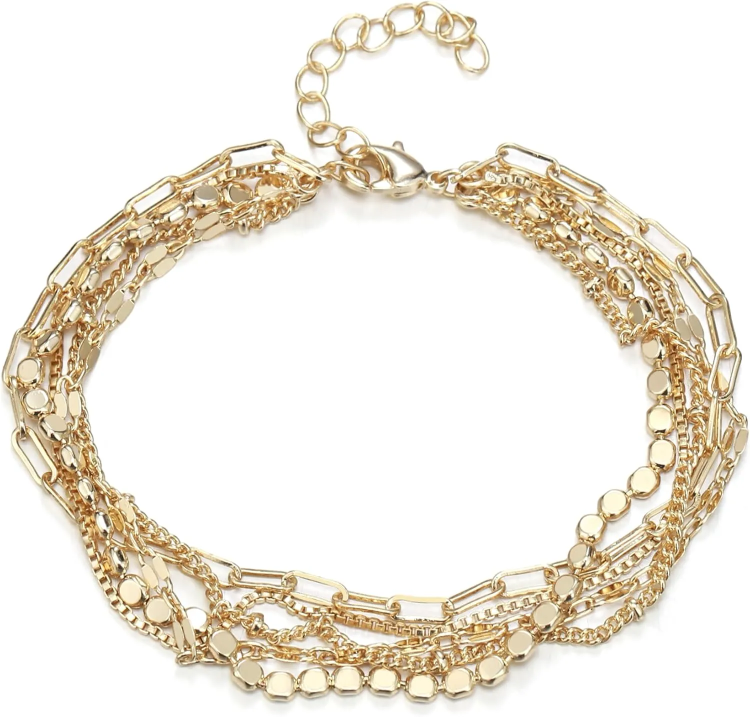 FANZE Layered Gold Bracelet for Women Dainty Bracelet Set Chain Link Bracelet Small Cute Women's Jewelry Gift