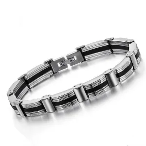Fashion Design Silica Gel Bracelet Men Stainless Steel 10MM Wide Chain Men's Bracelets