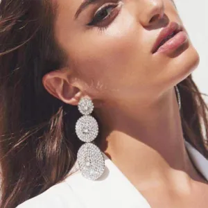 Fashion Metal Double Round Dangle Earrings For Women