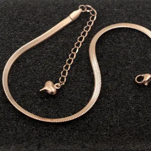 Fashion Simple Flat Snake Bone Chain Rose Gold Anklet