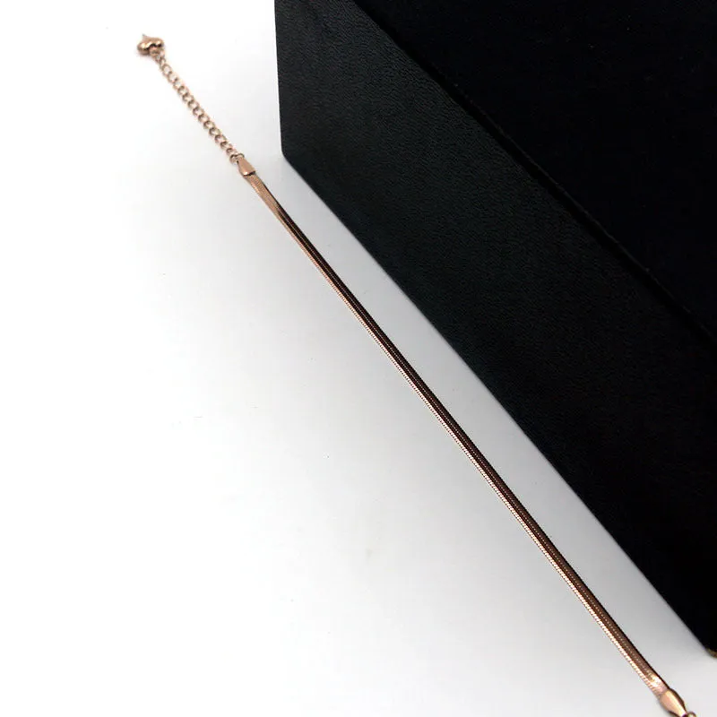 Fashion Simple Flat Snake Bone Chain Rose Gold Anklet