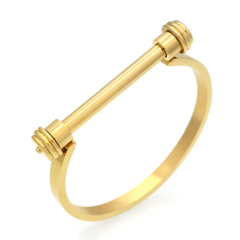 Fashion Women Barbell Dumbbell Screw Bracelet pulseira feminina Gold Bracelets & Bangles masculina Men Stainless Steel Jewelry