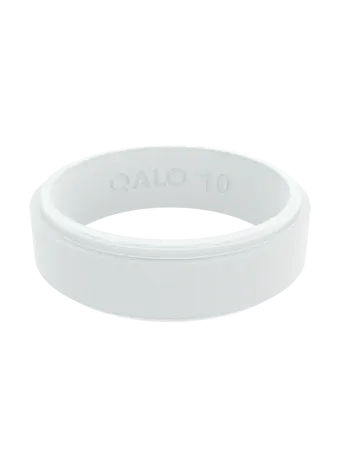 FINAL SALE - QALO Women's White Narrow Polished Step Edge Silicone Ring