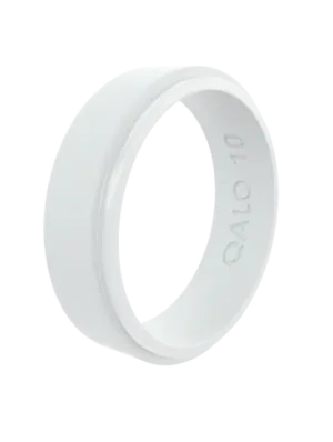 FINAL SALE - QALO Women's White Narrow Polished Step Edge Silicone Ring
