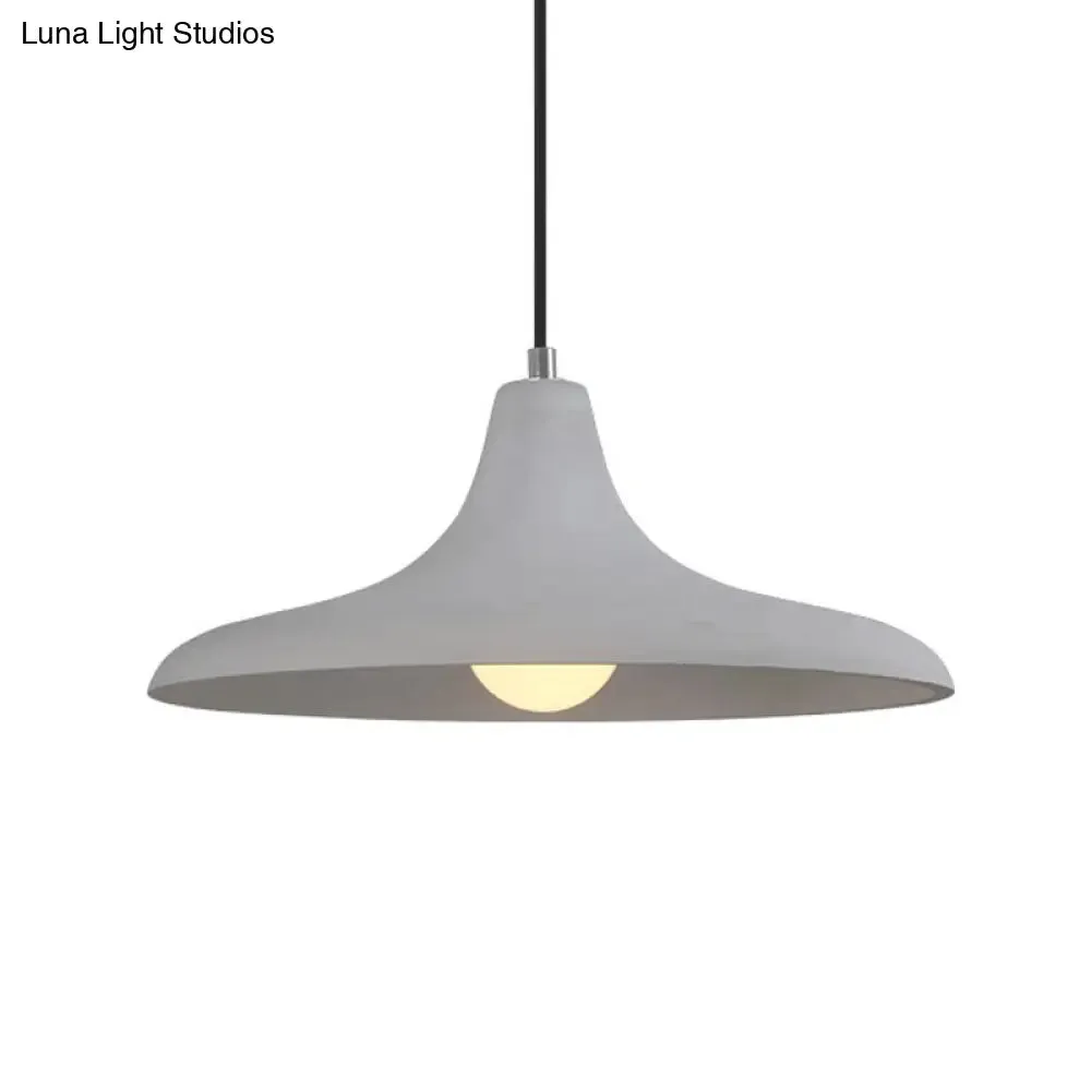 Flared Antiqued Cement Pendant Light Fixture in Grey