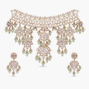 Floral Adorns  Silver Moissanite Choker Necklace
