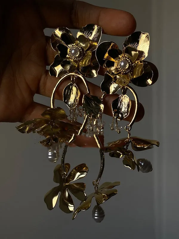 Flower Shape Solid Color Earrings Accessories Drop Earrings