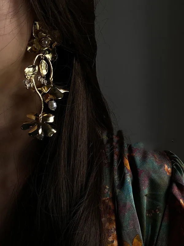 Flower Shape Solid Color Earrings Accessories Drop Earrings