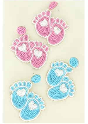 Footprints Gender Reveal Party Beaded Earrings