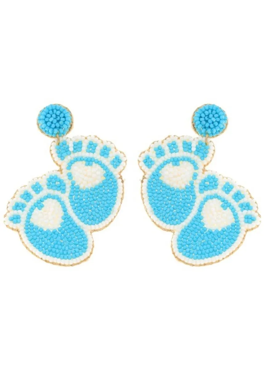 Footprints Gender Reveal Party Beaded Earrings