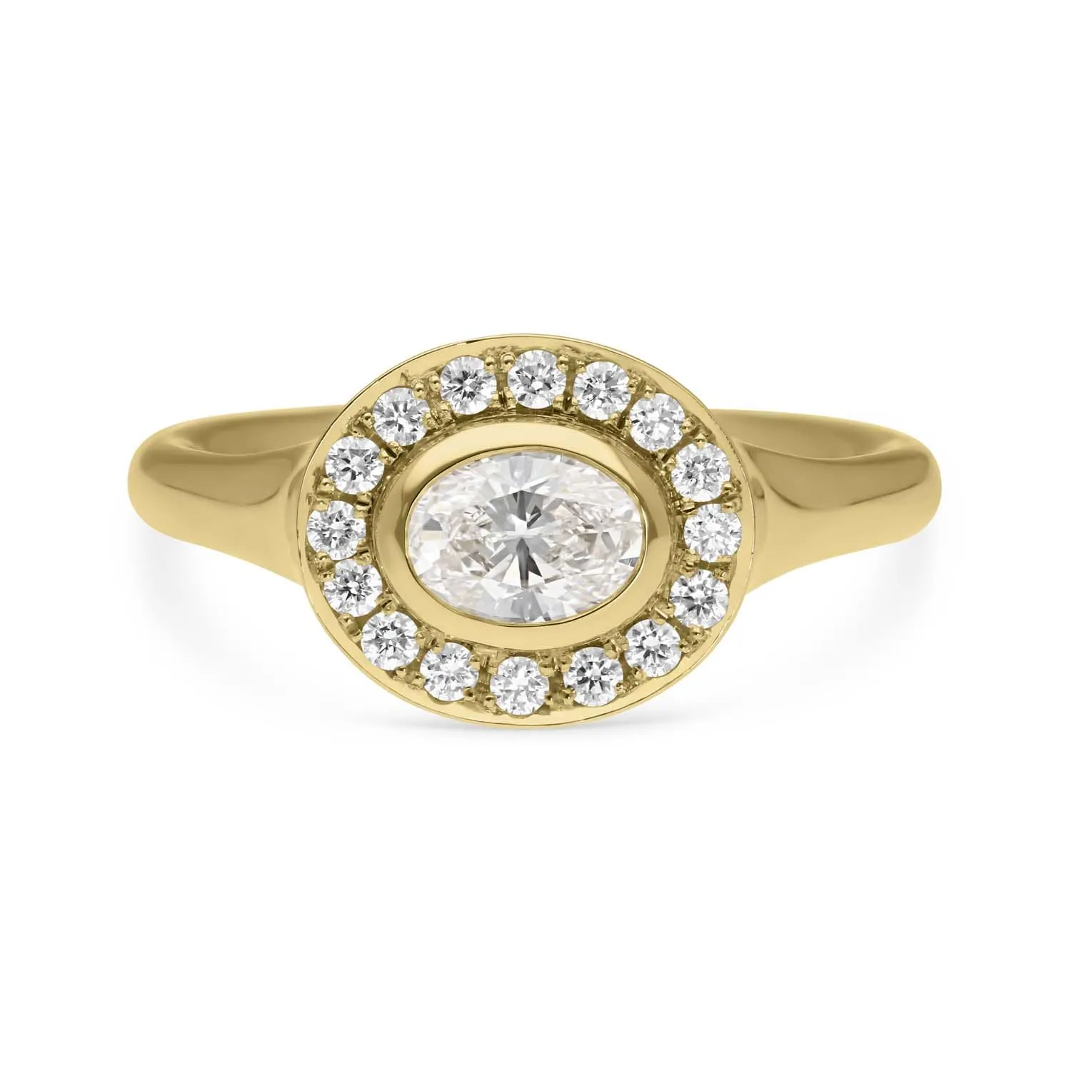 FRAME Oval Diamond Gold Ring with Diamond Halo