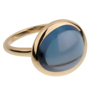 Fred of Paris 7ct London Topaz Cabochon 18k Yellow Gold Cocktail Ring Size 5 3/4