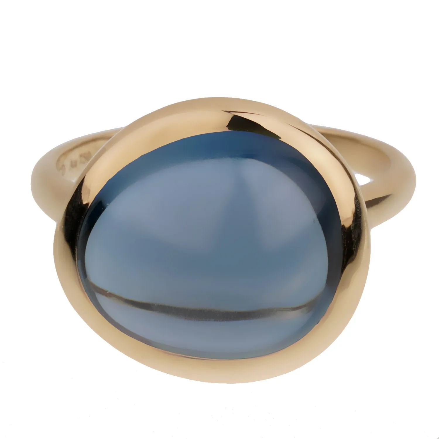 Fred of Paris 7ct London Topaz Cabochon 18k Yellow Gold Cocktail Ring Size 5 3/4