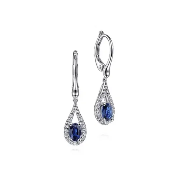Gabriel Teardrop Sapphire and Diamond Drop Earrings