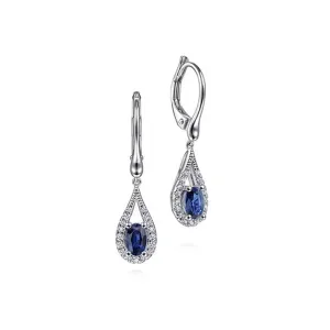 Gabriel Teardrop Sapphire and Diamond Drop Earrings