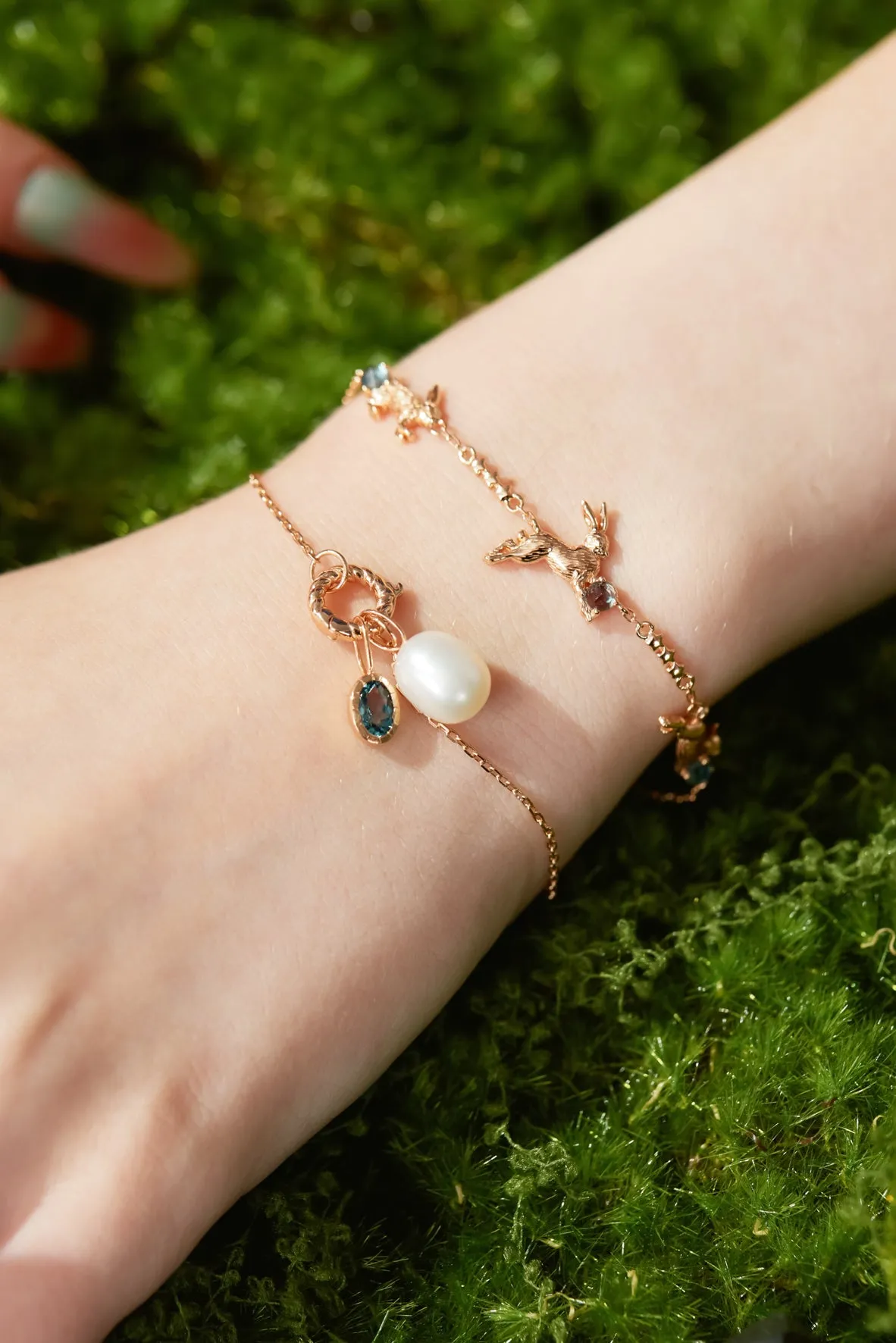Garnet & Pearl Silver Toggle Bracelet