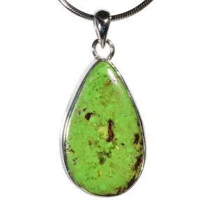 Gaspeite 22.85 ct Teardrop Sterling Silver Handcrafted Pendant