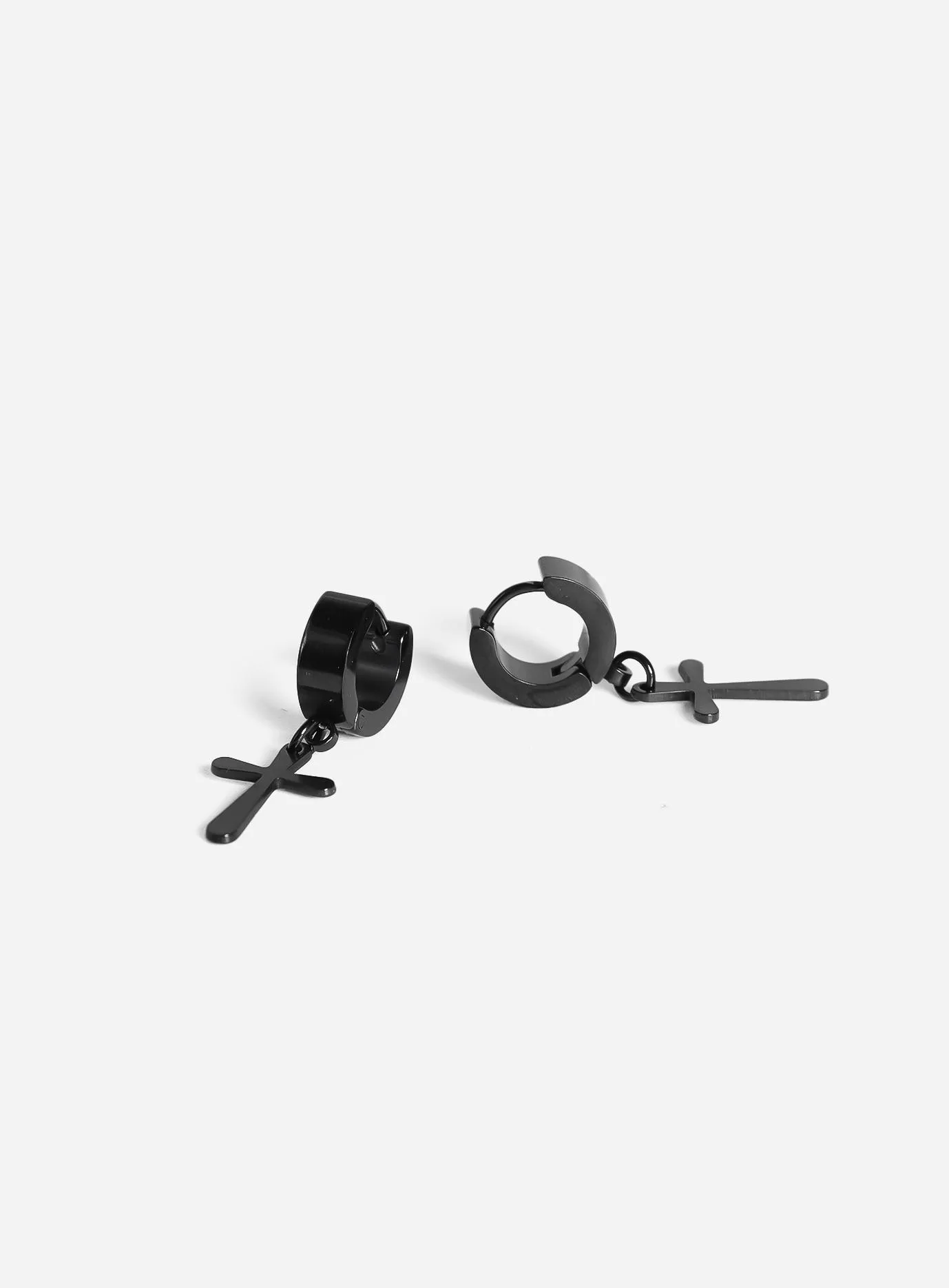 GD Cross Black Small Hoop Egyptian Earring