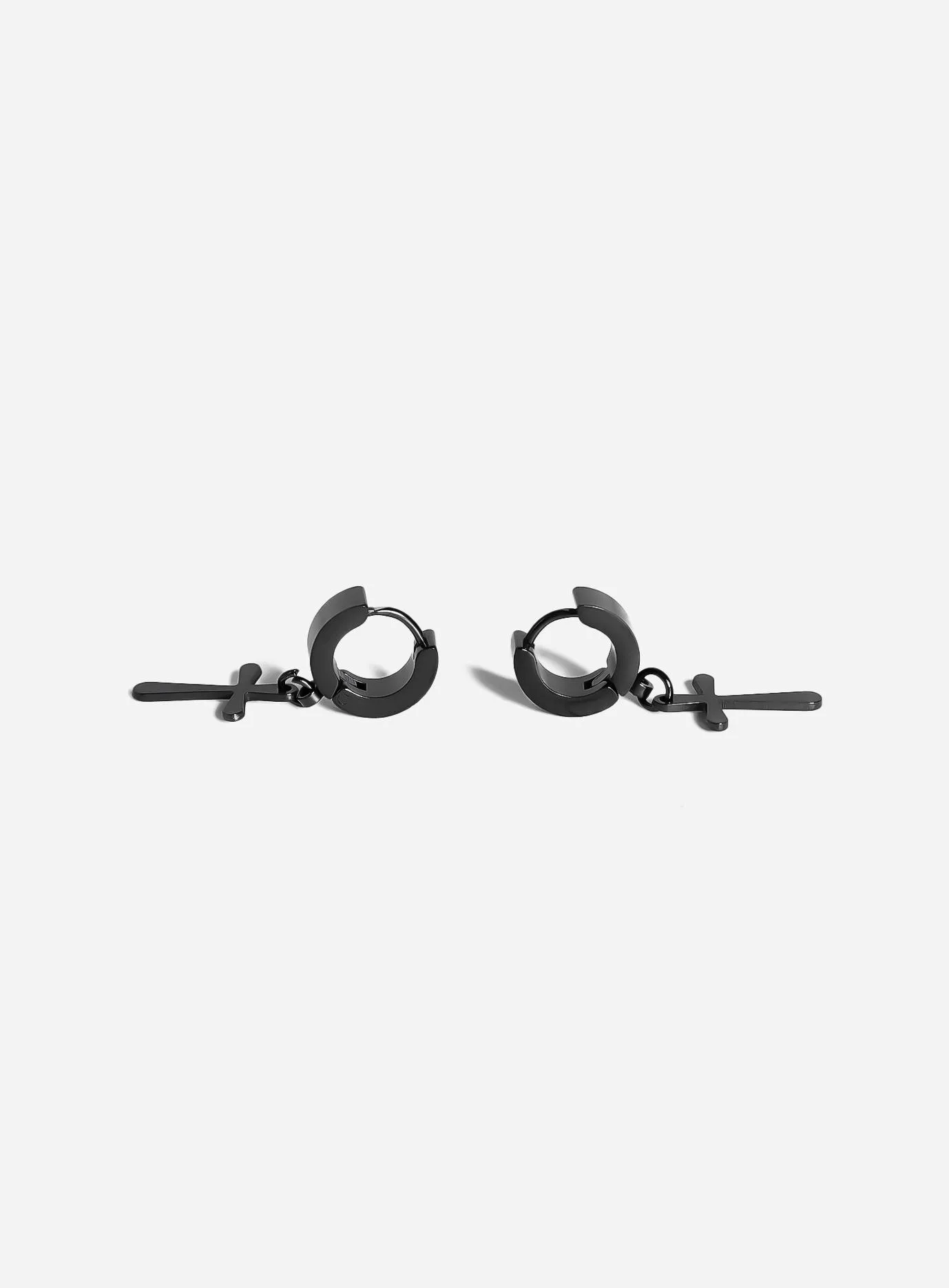 GD Cross Black Small Hoop Egyptian Earring