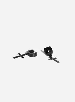 GD Cross Black Small Hoop Egyptian Earring