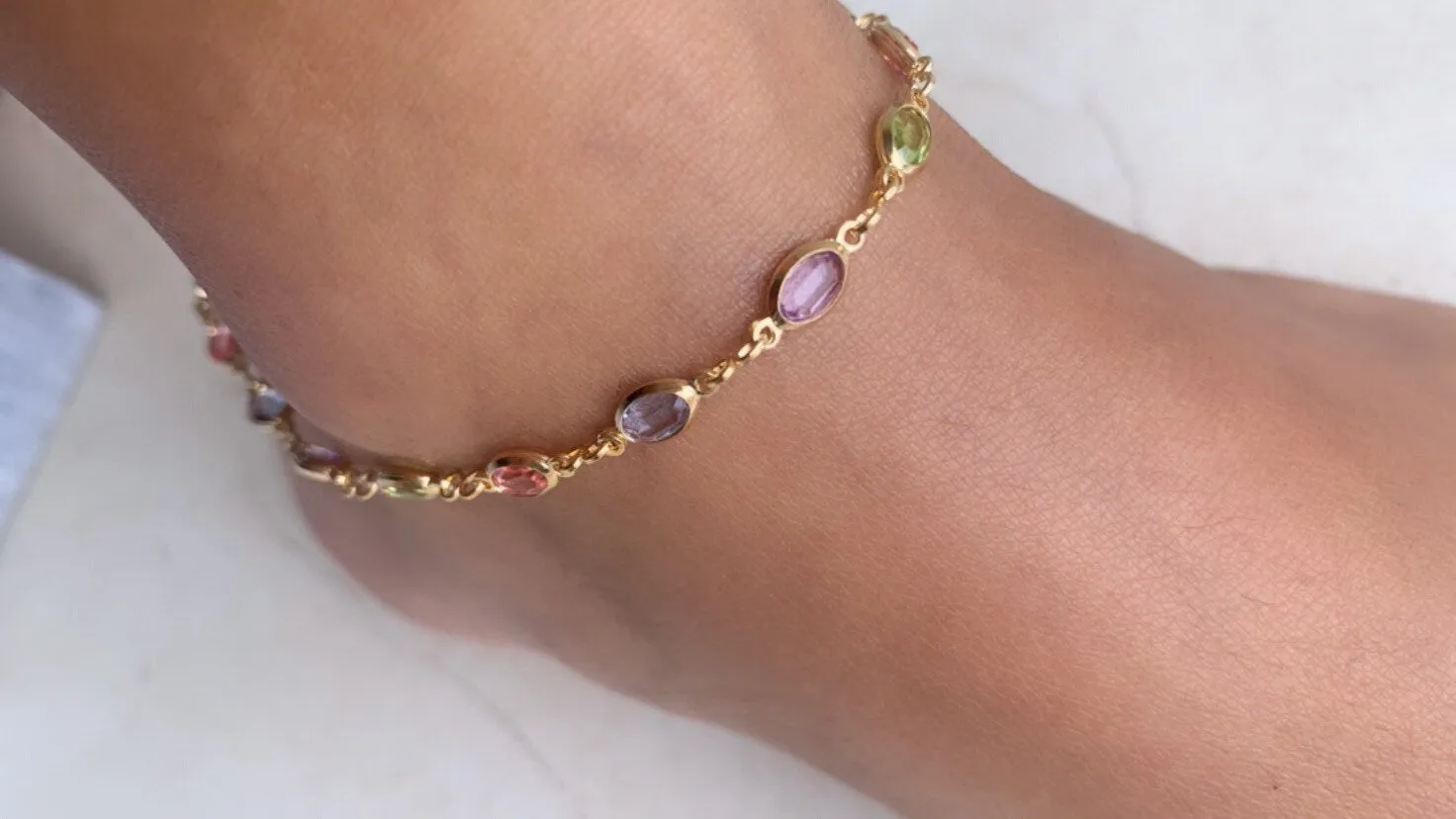Gemstone Anklet, Multi-color 18 k Gold Filled Anklet, dainty anklet, gold anklet, gold plated ankleT, simple anklet, beads anklet