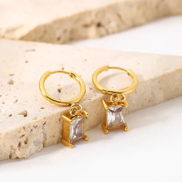Gemstone Huggie Earrings