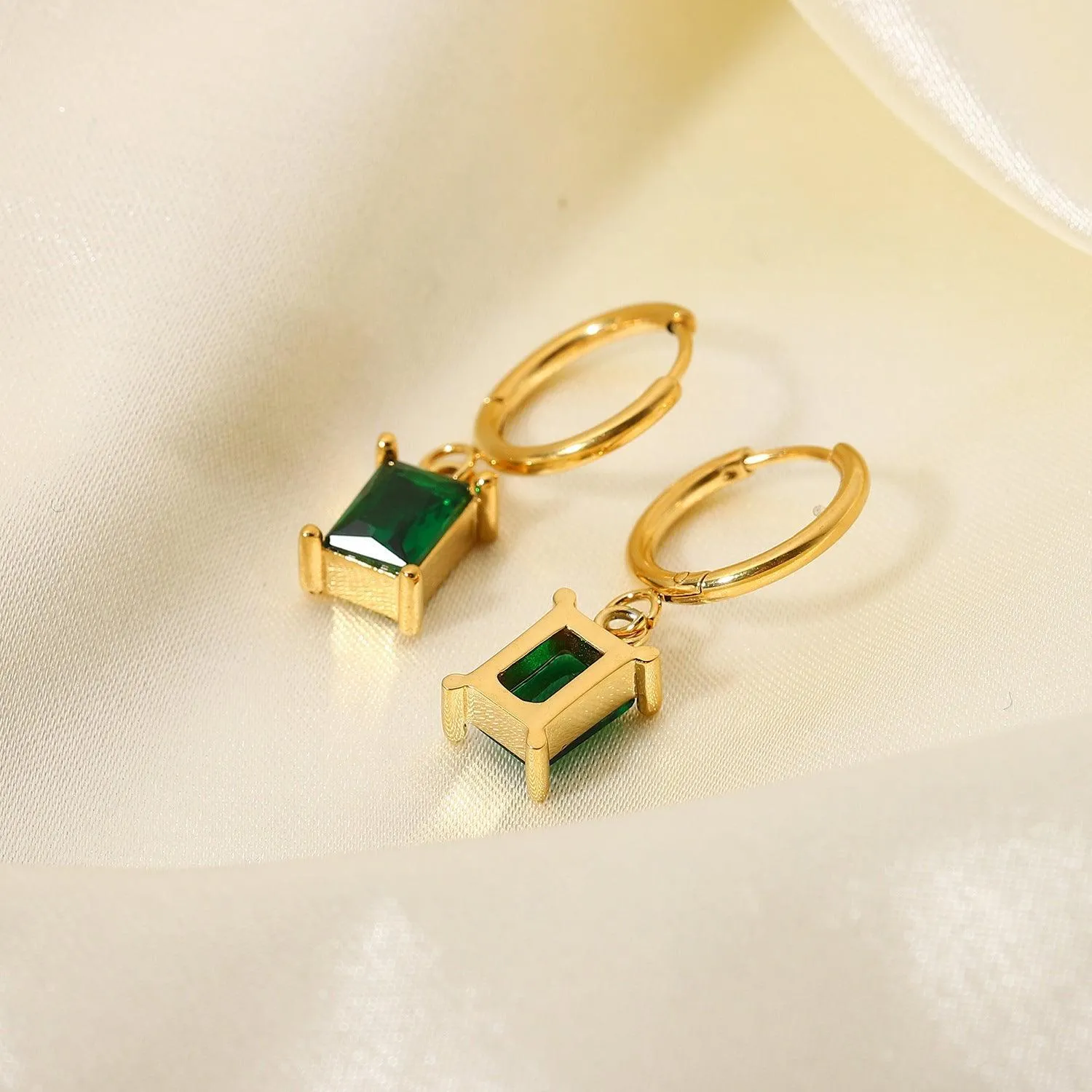 Gemstone Huggie Earrings