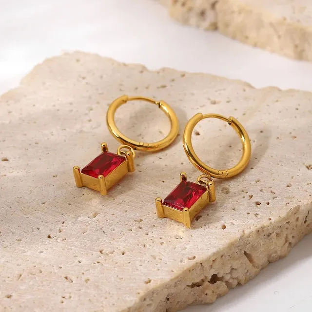 Gemstone Huggie Earrings