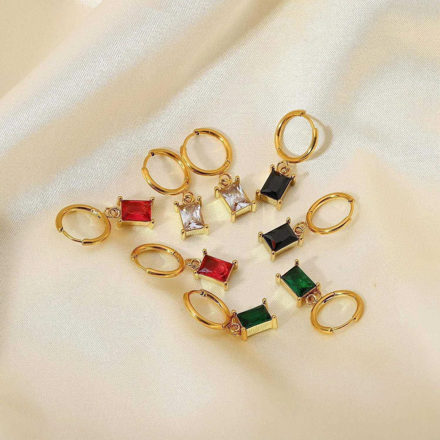 Gemstone Huggie Earrings