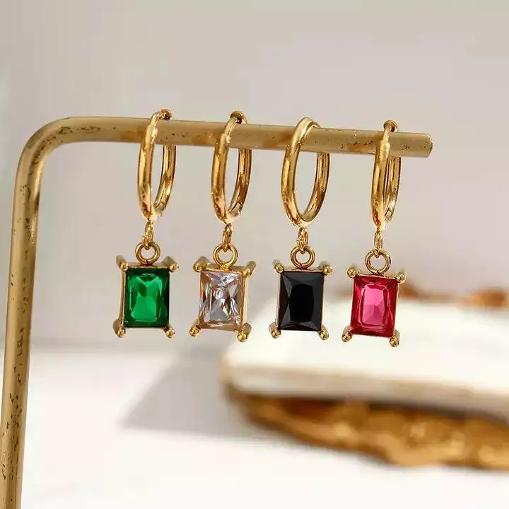 Gemstone Huggie Earrings