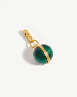 Gemstone Sphere Clip-On Pendant | 18k Gold Plated, Malachite
