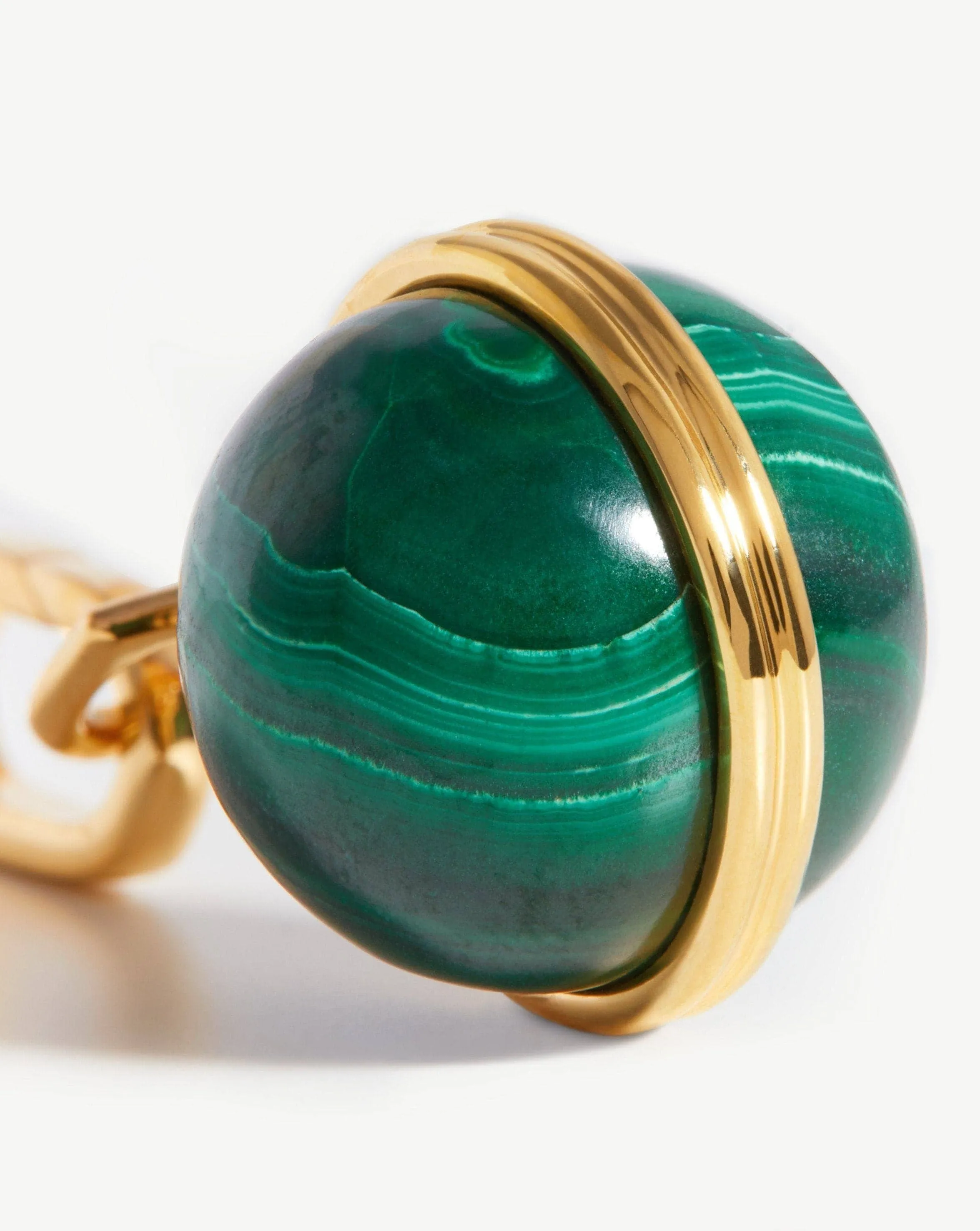 Gemstone Sphere Clip-On Pendant | 18k Gold Plated, Malachite